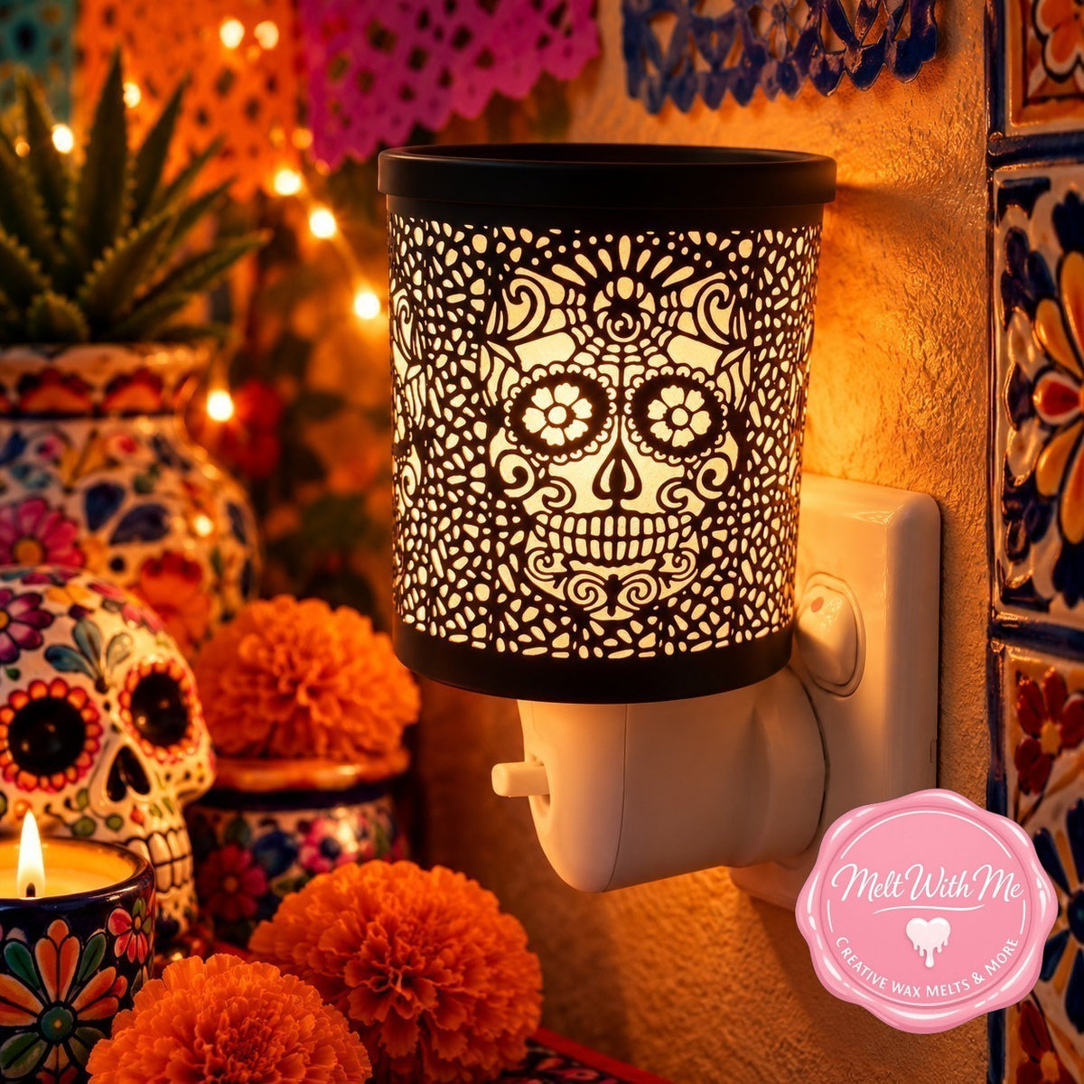 Mini Wall Warmer Sugar Skull (Black)