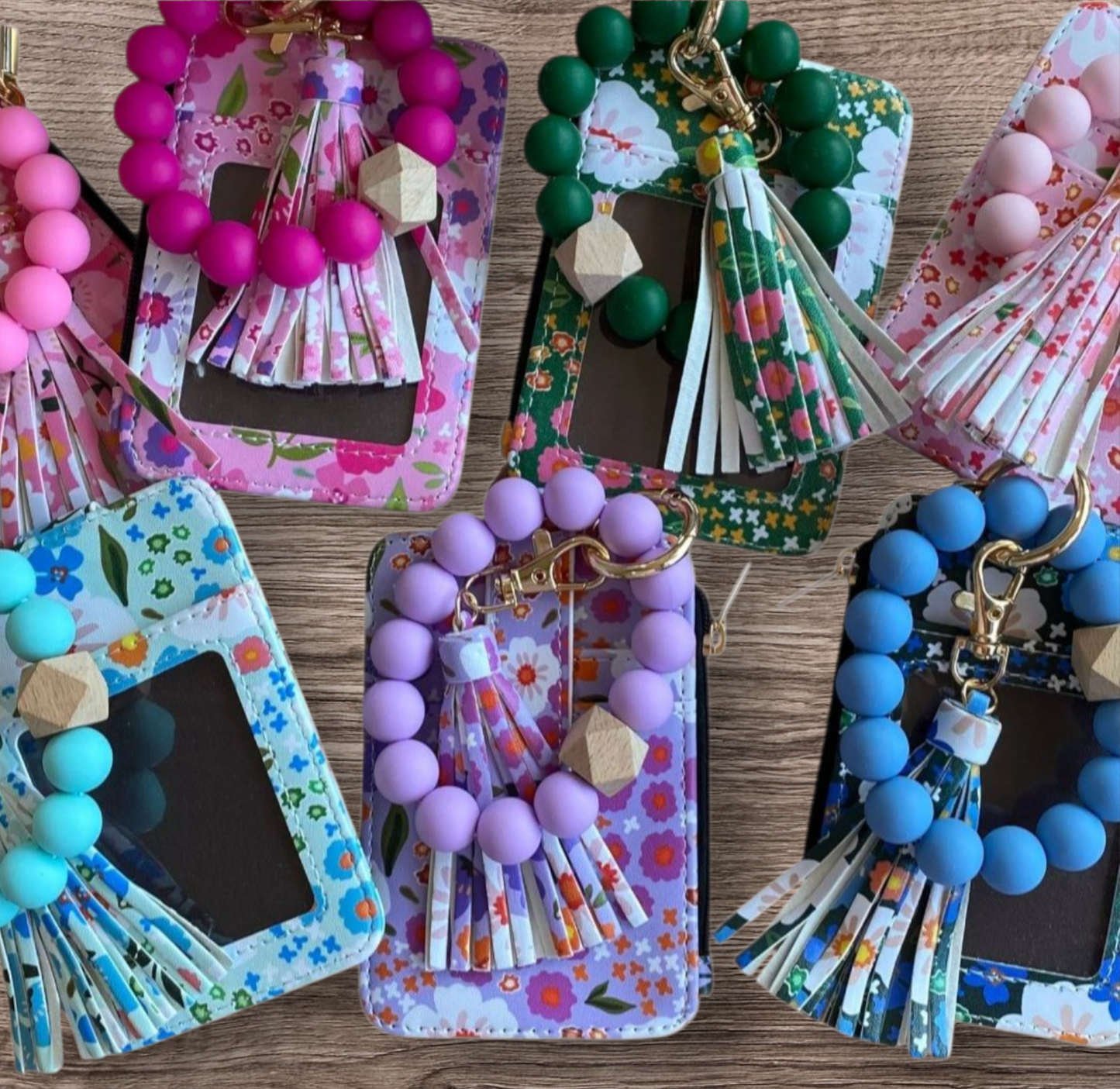 Floral Card Wallet Keychain