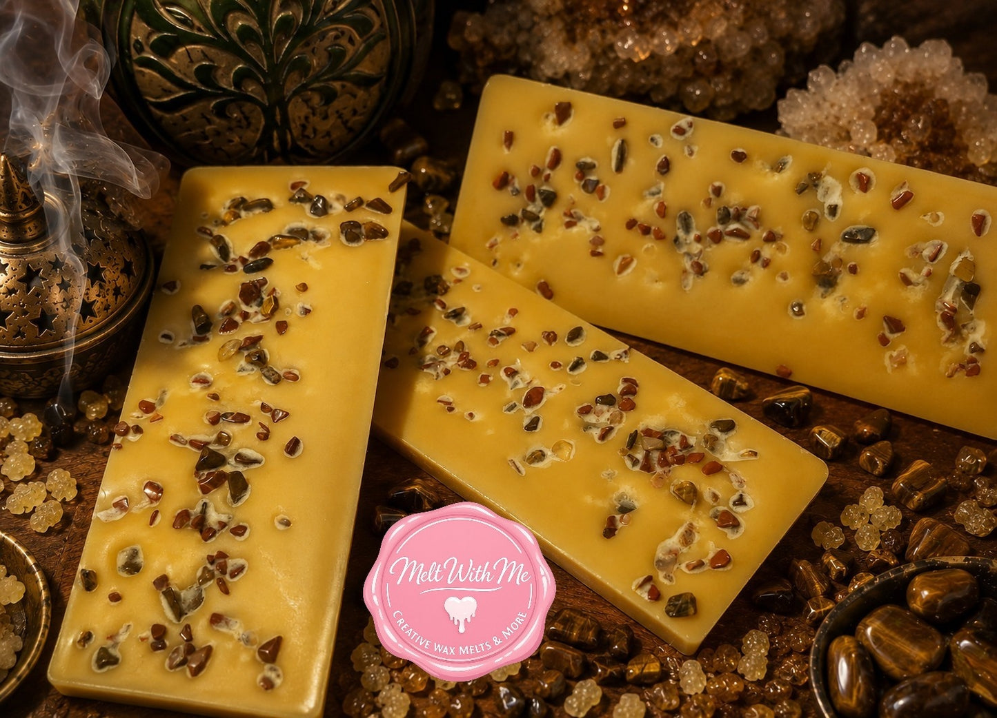 Frankincense Livani with Tiger Eye Gemstone Chips Wax Melt