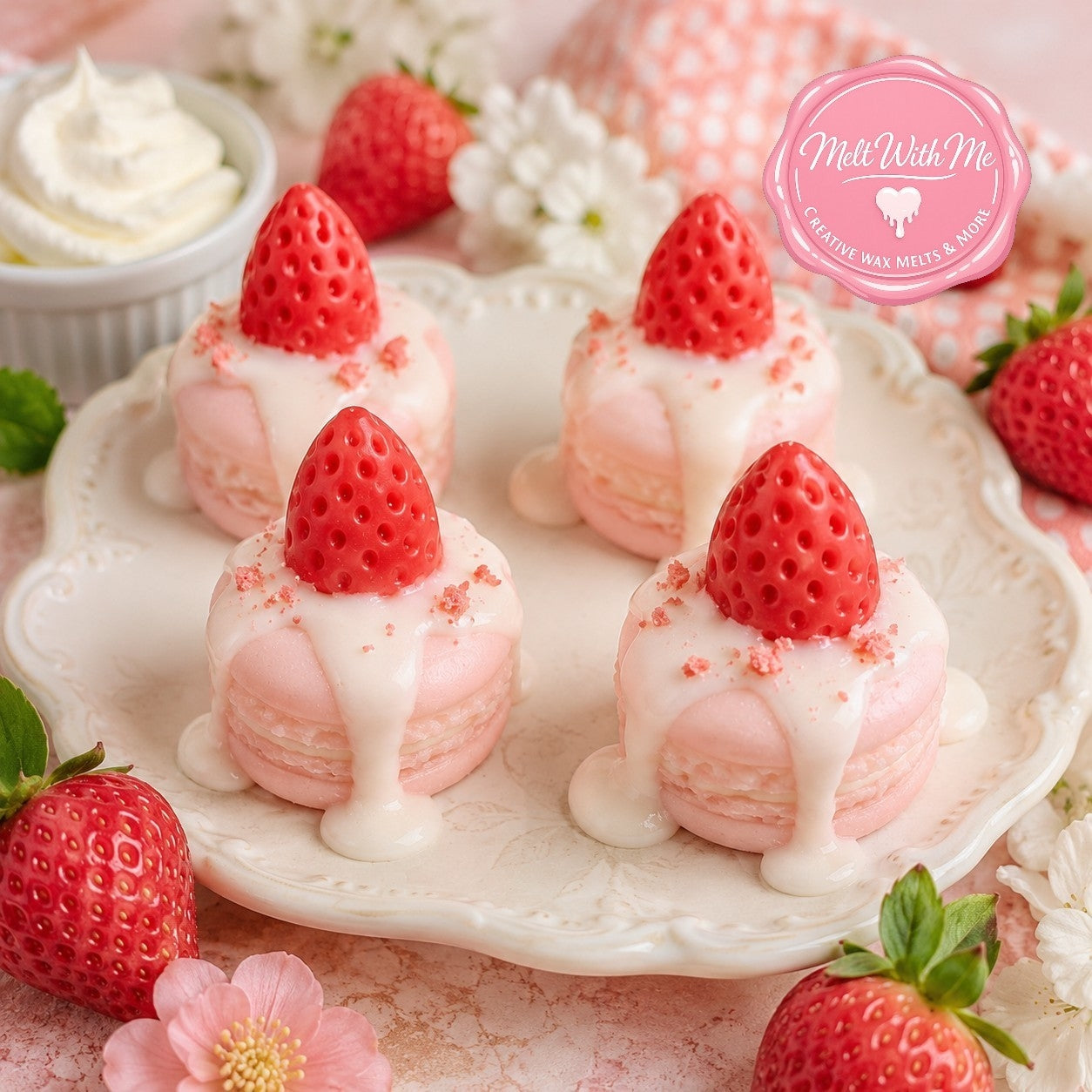 Strawberries & Cream Macaroons x4