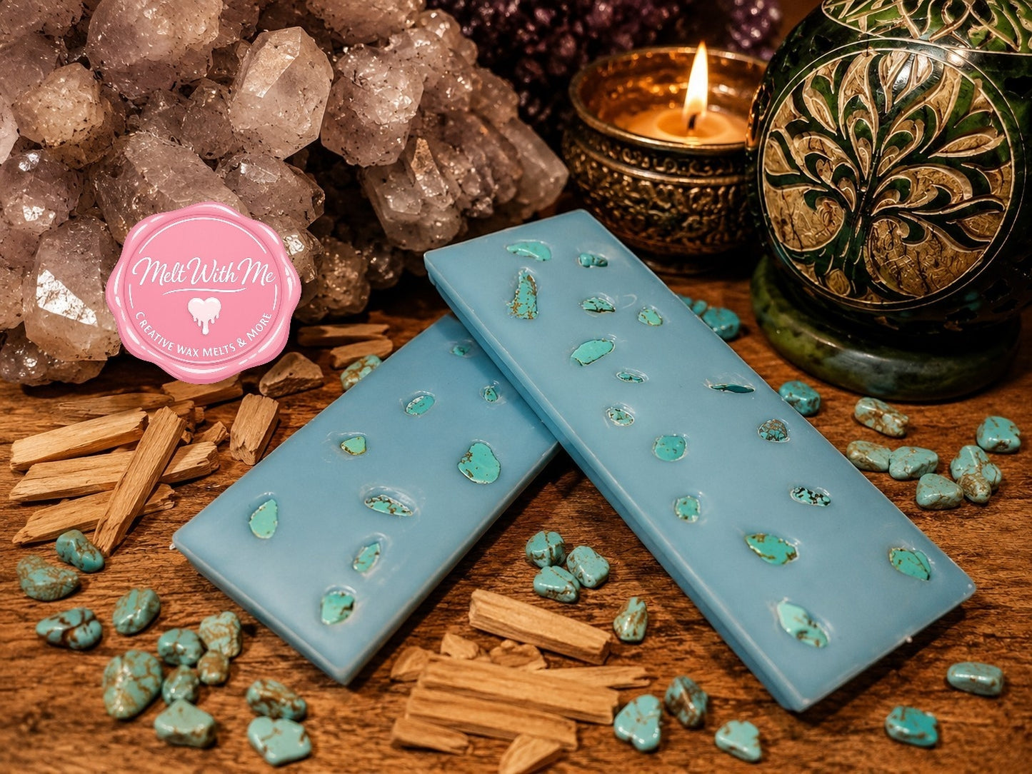 White Tea and Turquoise Gemstone Chips