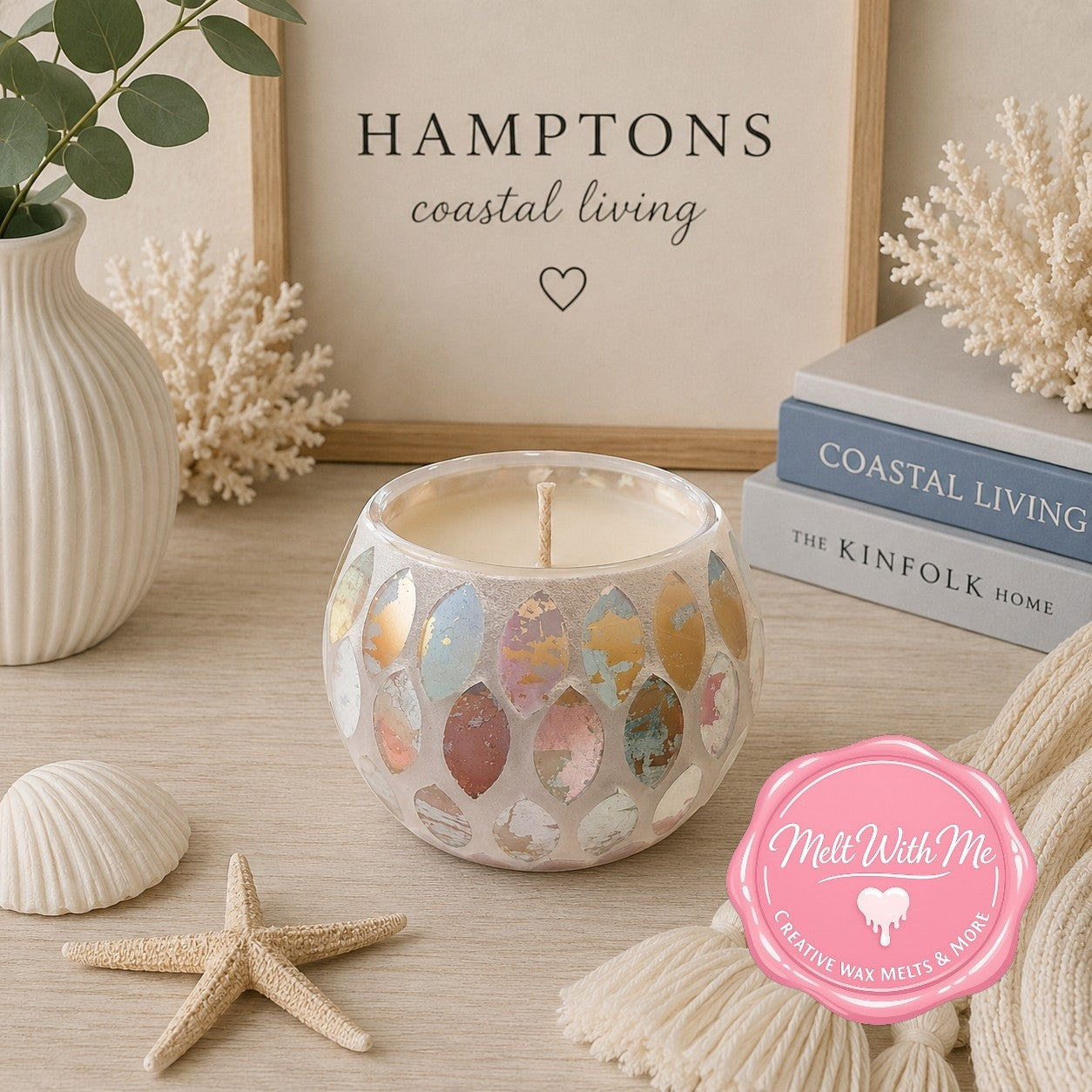 Ivory Fantasy Mosaic Candle