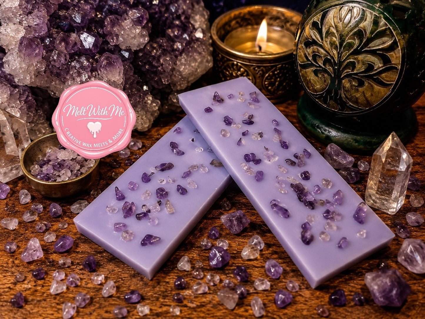 Wax Melt with Amethyst & Lavender Flowers