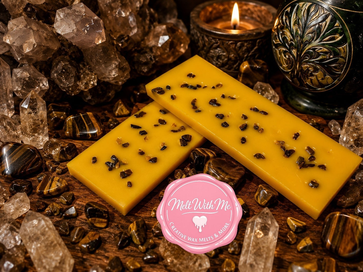 Mimosa & Manderin with Tiger Eye Gemstone Chips
